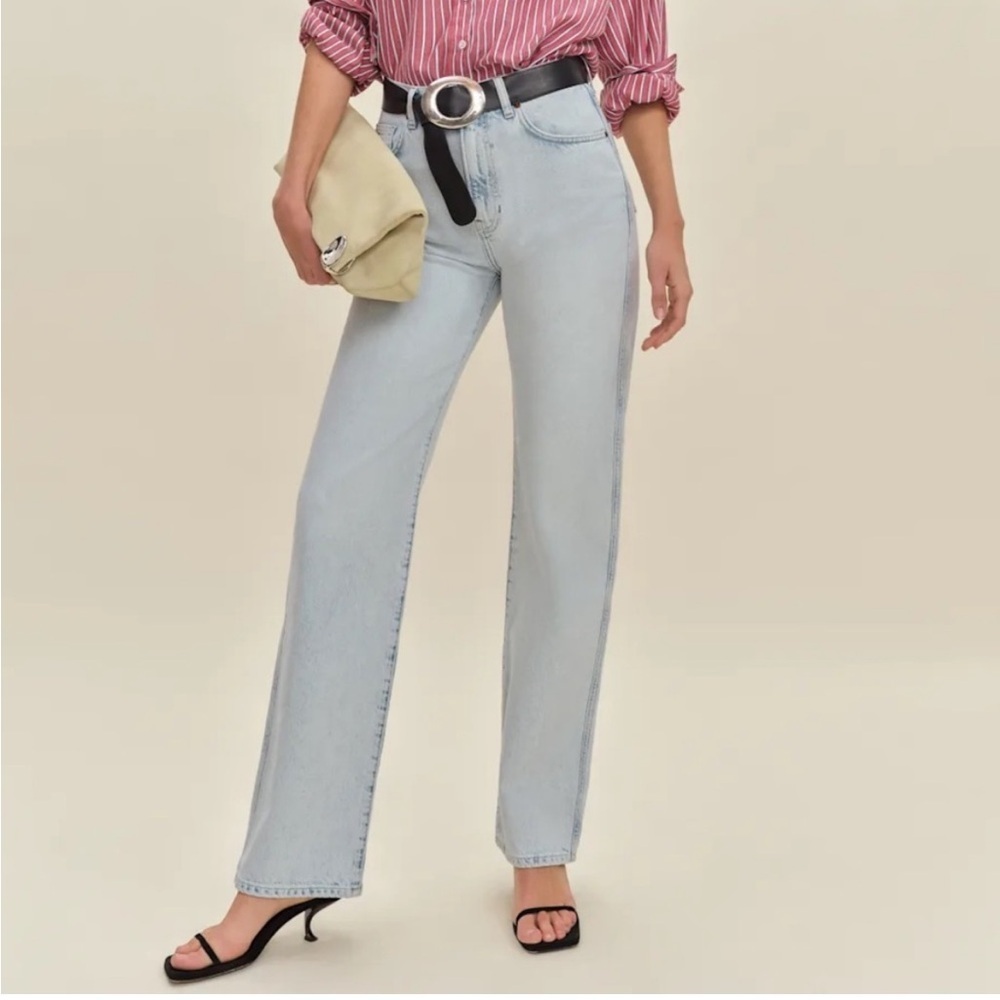NWT Reformation Val 90s Mid Rise Straight Jeans 30, Light Wash Minimalist Luxe